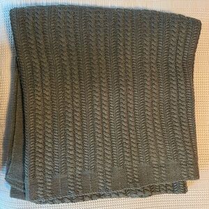 Boll and Branch green cable knit throw